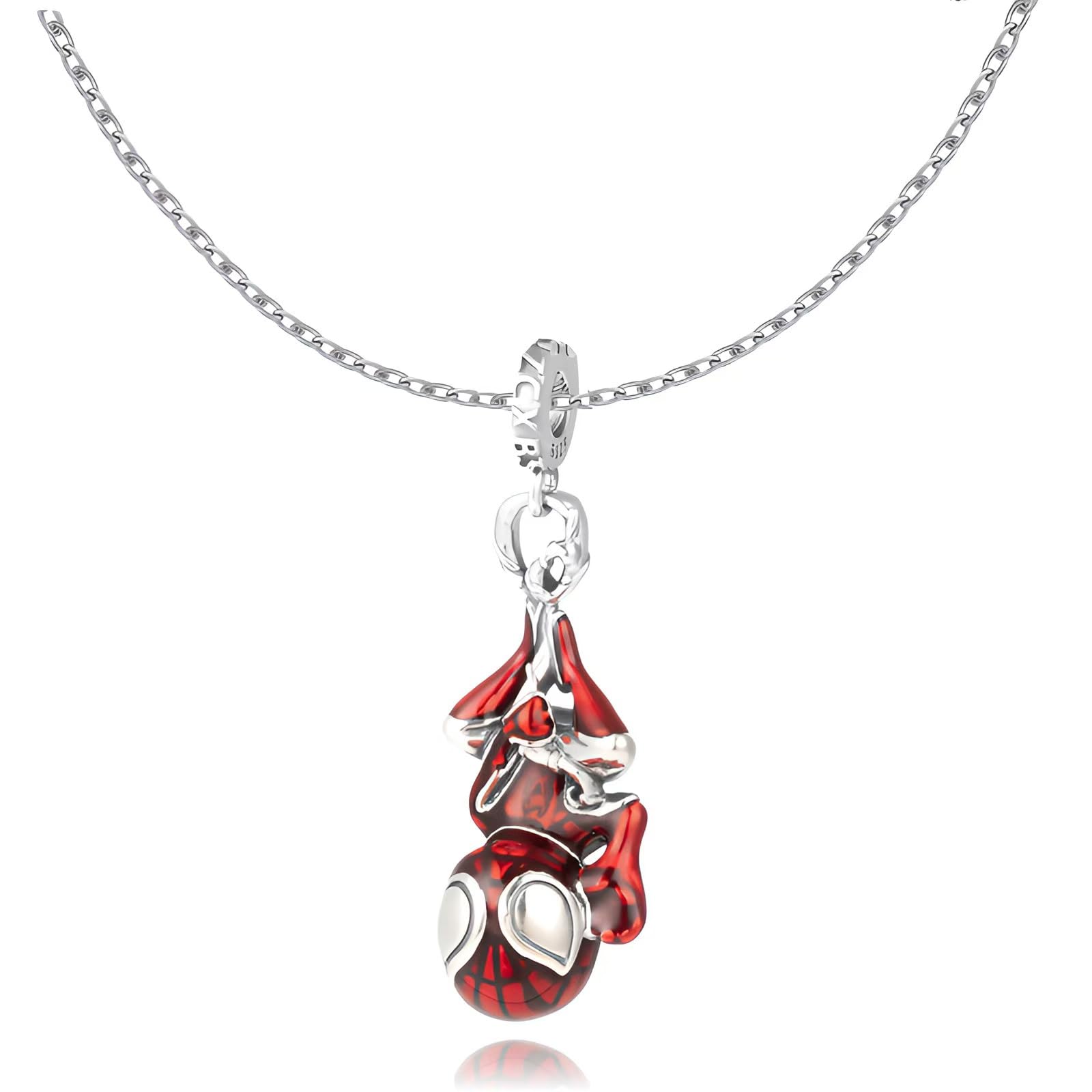 Collar con colgante de SpiderMan para mujeres y hombres, cadena de joyería de araña ajustable roja, regalo rosa ideal para fanáticos del hombre araña, cosplay, uso diario, Latón, No es una