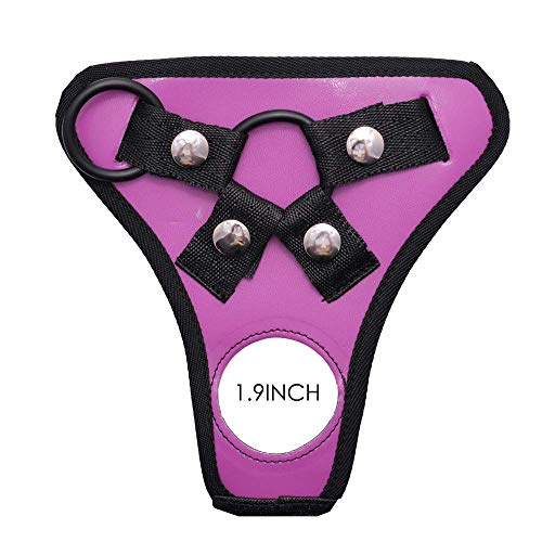 Image of Adjustable Strap On Dildo Harness, Ferch Double Hole Pegging Harness Leather Soft Ring Belt for Male (Purple)