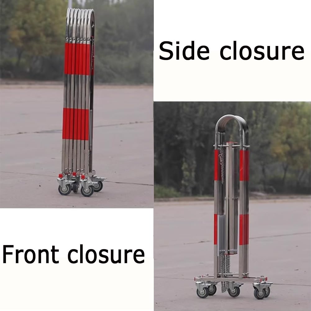 Barrera retráctil Extensible para Exteriores, Valla de Seguridad Industrial, Control de Acceso para entradas y Patios, de Acero Inoxidable, 1,4 x 5 m, Ideal para la segur