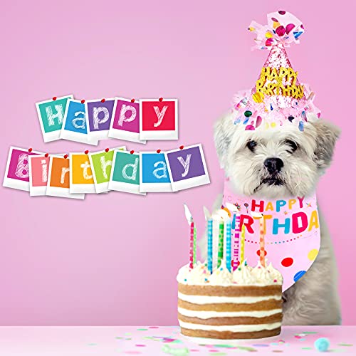 4 Pieces Girl Dog Birthday Outfit Dog 1st Birthday Girl Bandana with Hat and Dress Girl Set, Puppy Birthday Party… - Image 8