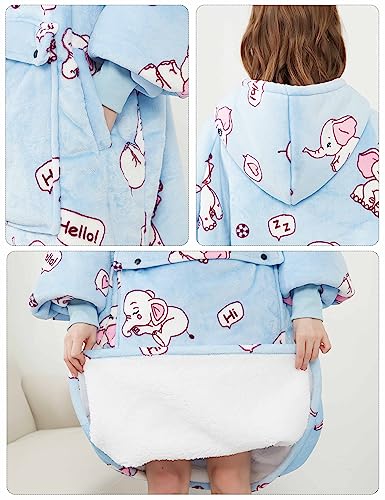 Image of KFUBUO Wearable Blanket Hoodie for Adults Sherpa All Patterns Oversized Sweatshirt Blanket with Pocket