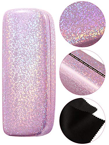 3 Pieces Hard Shell Sunglasses Case Dazzling Glitter Glasses Case Smooth Sunglasses Case With Eyeglass Cloth #TOP2