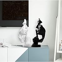 Vista 3 de Esculturas creativas de figuras abstractas para hombres, estatua de mantener el silencio, estatua de pensador, decoración del hogar de oficina
