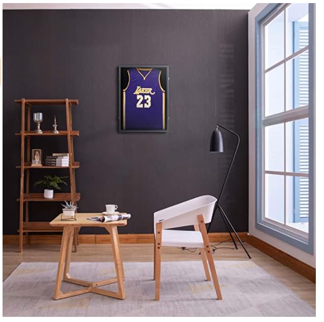 Image of Jersey Frame Display Case 4 Pack, Large Lockable Shadow Box Sports Jersey Frame with UV Protection Acrylic and 2 Hanger for Baseball Basketball Football Soccer Hockey Shirt,Graduates Black