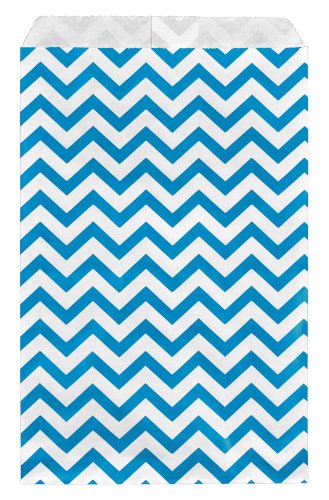 200 pcs Blue Chevron Paper Gift Bags Shopping Sales Tote Bags 6