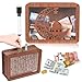 yoakaiax Wooden Money Box with Counter Marker Pen Vintage Hollow Moon Castle Piggy Bank with Money Target Numbers Coin Cash Container Money Saving Box for 1000 to 10000 Dollars 1000 USD