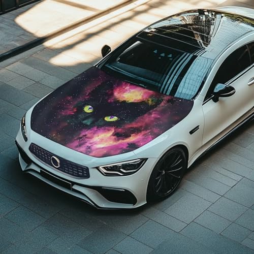 Image of Car Hood Cover Black Cat Print Car Hood Protector Car Hood Flag Waterproof Automotive Decorative Accessories for Most SUVs Sedans Trucks Pickups Jeeps
