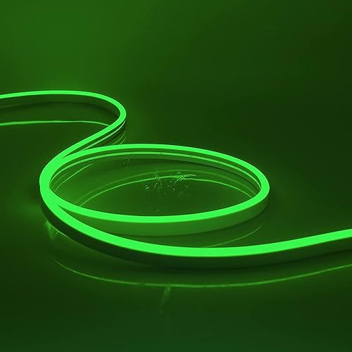 Miniatura 7 de XUNATA Tira de luces LED verdes, tira de luces LED de neón flexible para exteriores, DC 12V 6.56 pies2M 2835 120LEDsM barra de luz de silicona
