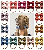 Boutique Baby Girl Hair Ties, 28 Pcs Mini Suede Hair Bow Ties, Toddler Elastics Ponytail Holders Pigtails Rubber Bands by Cherssy