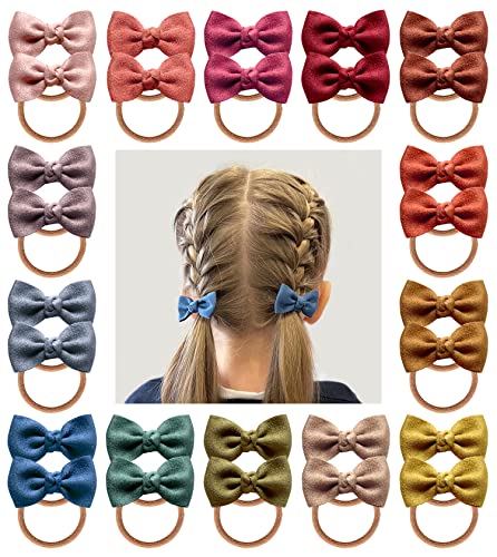 Image of Boutique Baby Girl Hair Ties, 28 Pcs Mini Suede Hair Bow Ties, Toddler Elastics Ponytail Holders Pigtails Rubber Bands by Cherssy