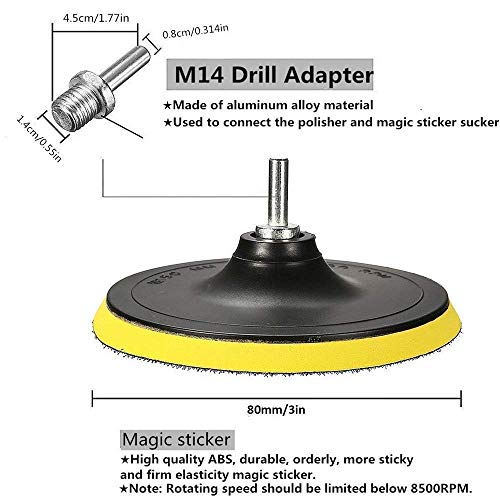 MATCC 5 Pcs 6 Inch Polishing Buffer Wool and Wheel Polishing Pad Woolen Polishing Waxing Pads Kits with M14 Drill Adapter