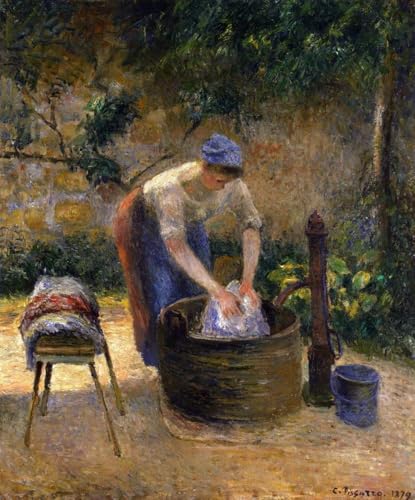 Peinture à l'huile La Blanchisseuse de Pissarro pour sublimer votre salle à manger