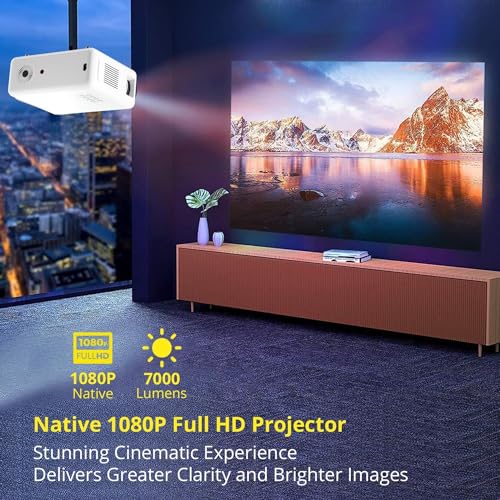 Image of WZATCO Yuva Plus Android Smart Projector, Native 1080P Full HD with 4K Support, 490 ANSI, 250 inch Screen | 5 Watt HiFi Speaker | Slide Lens Door