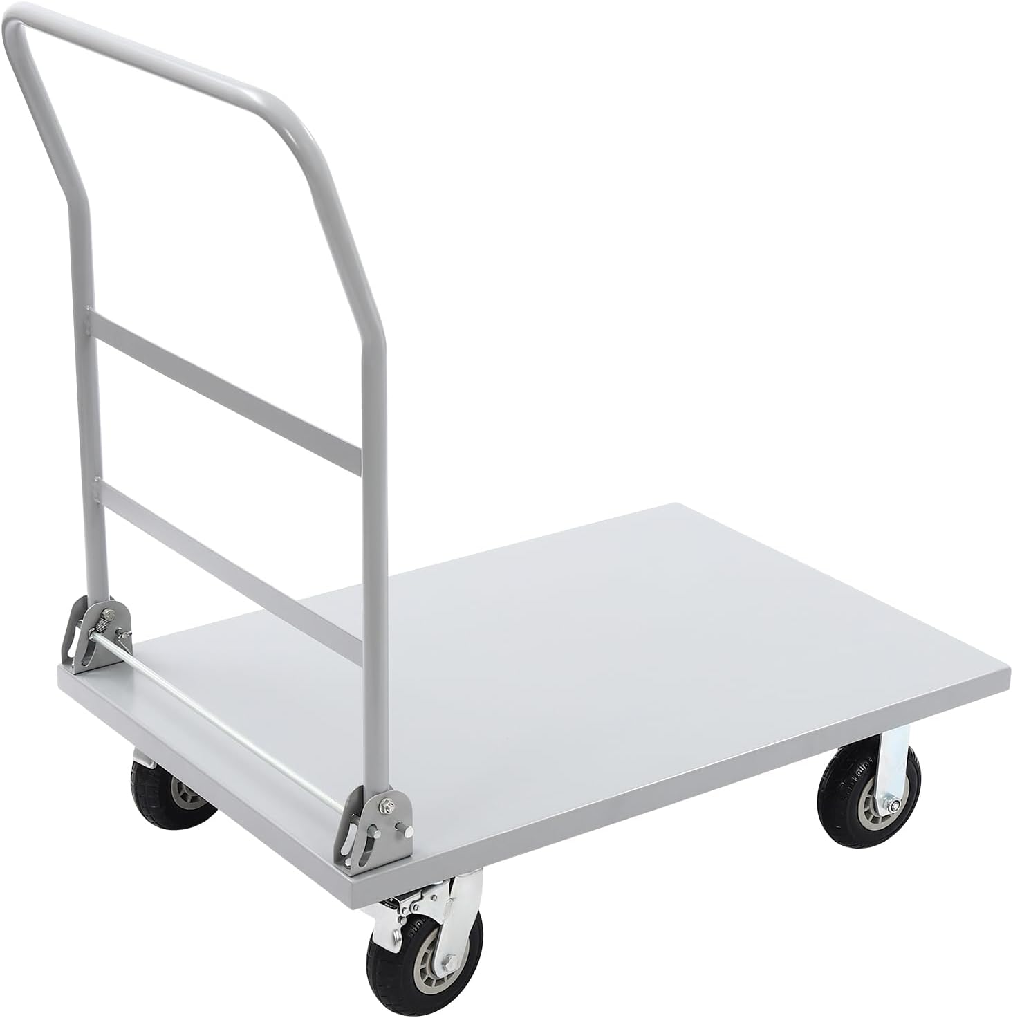 2200 Pound Load-Bearing Steel Plate cart, 36 * 24 inches Large Size, with Foldable Front armrest, Silver Appearance, efficient Transportation Tool