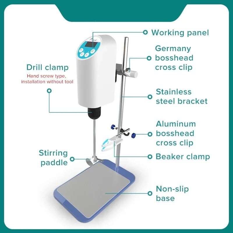 Homogenizer, Laboratory Stirrer Electric Stirrer Digital Display Overhead Stirrer Lab Mixer Lab Equipment(OS-10L)