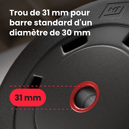 Hop-Sport Disques de Poids en Plastique 20, 30 kg pour Barre d'haltères 30 mm Variantes au Choix, Disques d'haltères pour Entraînement Haltérophilie et Musculation – Image 5