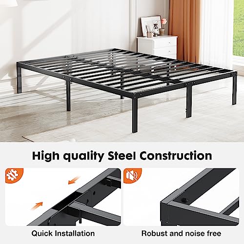 image for Sweetcrispy Queen Bed Frame - Metal Platform Bed Frames Queen Size wit