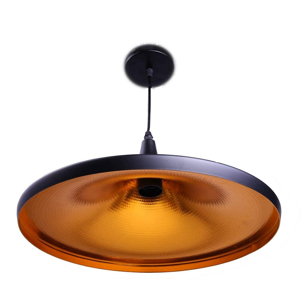 JANDEI - Pack De 3 Lámparas Vintage Colgante Negras Y Doradas + 3 Bombillas Filamento Led Doradas G125 6W E27 Luz Cálida 2700K