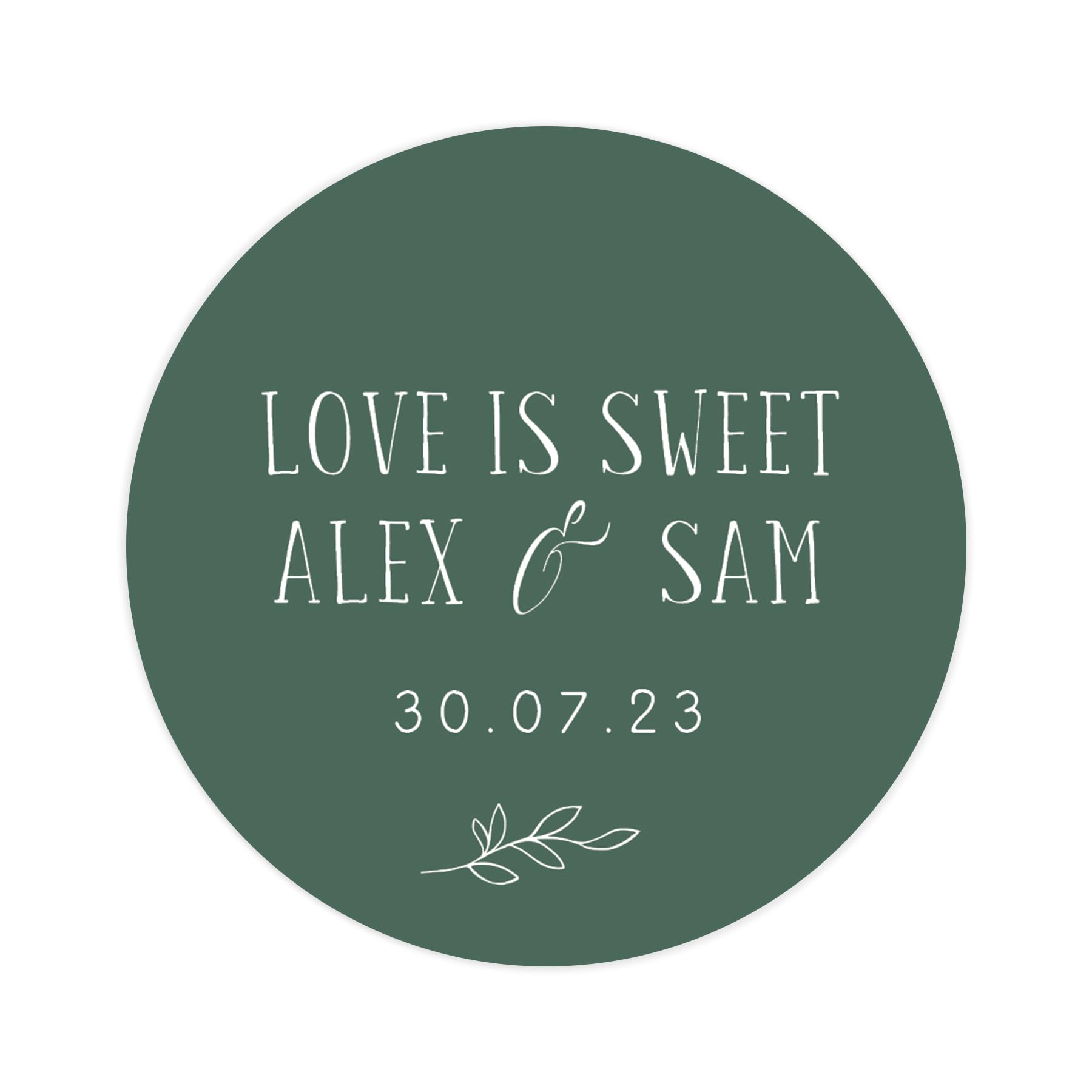 Personalised love is sweet take a treat wedding stickers | wedding labels | favor sticker | wedding favors thank you stickers | 35 round stickers - per sheet (Emerald)