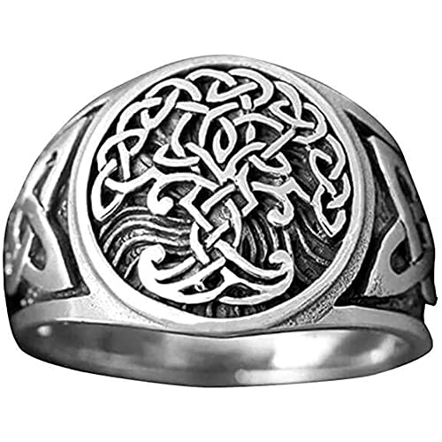 Yggdrasil Ring Baum des Lebens Kelten Knotenarbeit Amulett Herren Rostfreier Stahl Nordisch Schmuck,9 Cover