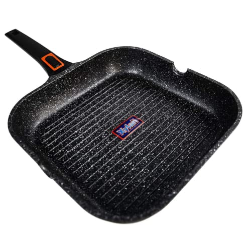 Pep pans Poêle grill 29 cm, manche amovible, compatible induction, électricité et gaz, revêtement antiadhésif Whitford, pouvant aller au four