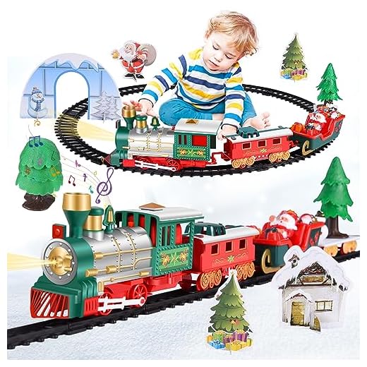 FORMIZON Tren Juguete para Niños Clasico, Kit de Tren para Árbol de Navidad, Tren Arbolde Navidad Electrico, Tren Clásico Infantil con Luz Sonidos, Juegos Regalos para Niños Navidad Cumpleaños