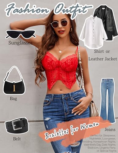 Image of Avidlove Lace Bralettes for Women Y2k Camisole Lingerie Adjustable Strap Crop Top