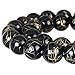 RUBYCA Round Crackle Czech Crystal Pressed Glass Beads for Jewelry Making 10mm Strand (Black)