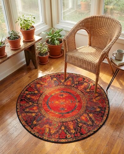 Tapete redondo 3 pies multicolor Rugs.com miniatura 3