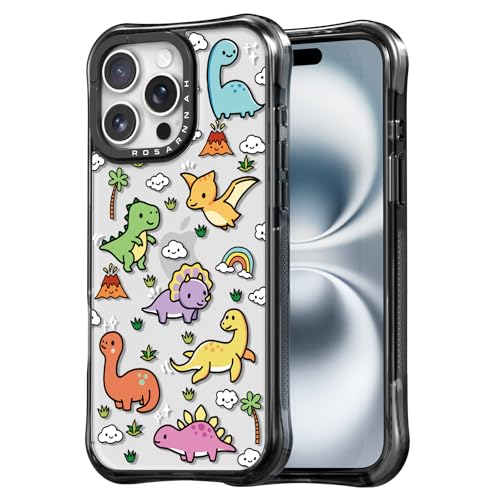 Rosarnnah for iPhone 15 Pro Max Case Aesthetic Black, Dinosaur Land