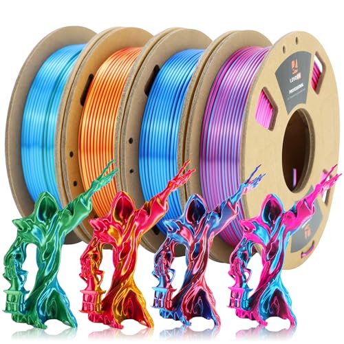 LOVOON 3D PLA Filament 1.75mm Bundle, Dual Colors 3D Printer Filament Bundle Color Change Silk PLA Filament Bundle, PLA Filament for 3D Printer 3D Pen, Dimensional Accuracy +/-0.02mm, 200g x 4 Spools