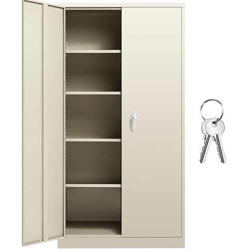 INTERGREAT Tall Metal Storage Cabinet,72" Locking Steel Storage Cabinet with Door and Shelves, Lockable Utility Metal Steel Cabinets for Office, Garage,Home,(Gray)