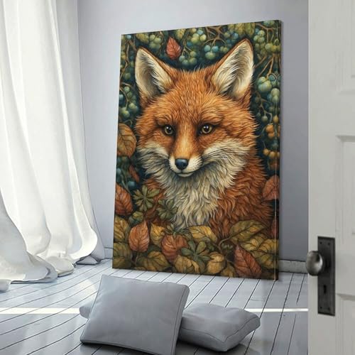 Toile renard dans une forêt féerique 30x45cm pour décoration murale de chambre d'enfant