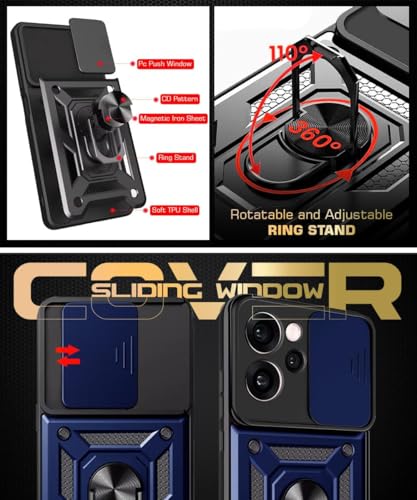Image of Luxe Back Cover Compatible for Vivo Y51 Pro 5G / Vivo T5X 5G / iQOO Z11X 5G|D10 Tough Armor Case |Sliding Camera Shield |360 Protection |Kickstand Ring Holder | Military-Grade Bumper Case - Blue