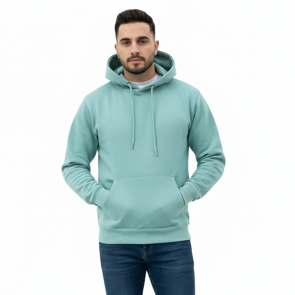 A2Z Mens Fleece Hoodie Pullover Hooded Jumper Sweatshirt - Plain Sweatshirt Aqua 4XL