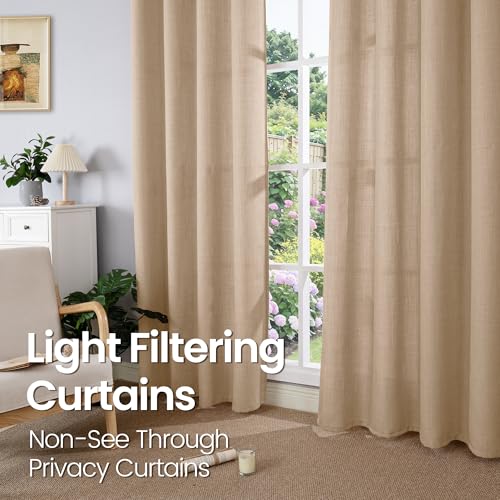 Bgment Faux Linen Curtains For Living Room 84 Inch Length 2 Panels Set, Burlap Textured Thick Long Curtains Light Filtering Privacy Window Curtain Drapes With Grommet thumb #2