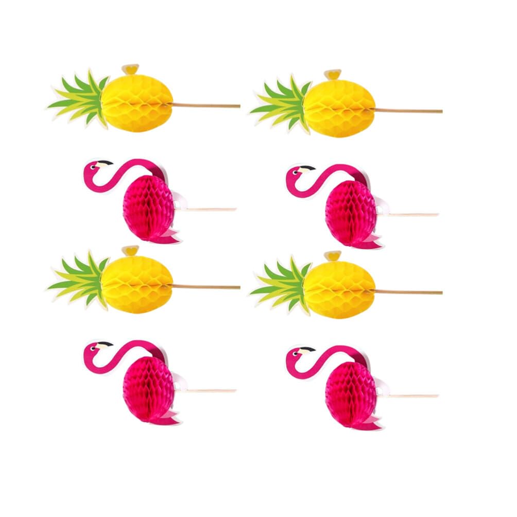 ibasenice 20pièces Piques à Gâteaux Ananas Flamant Décorations pour Cupcakes De Fête Pics à Gâteaux pour Anniversaire Décorations pour Desserts