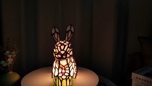 HomeBeauty A0012 Tiffany Style Lovely Ratbbit Table Lamp Handmade