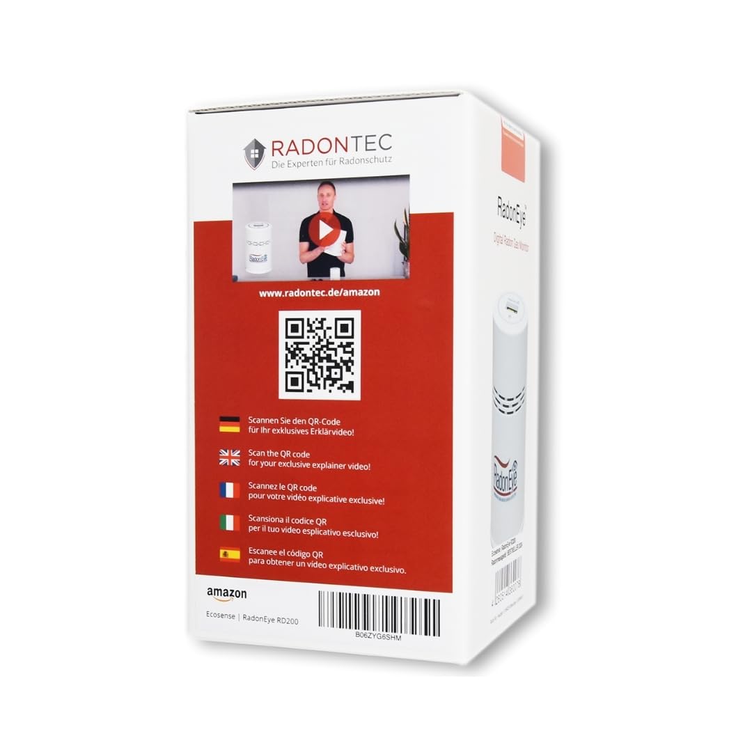 RadonEye Set | + Instrucciones + aplicación para móvil + Certificado | Medidor de radón Radon Eye RD200 | El Aparato Profesional para su hogar