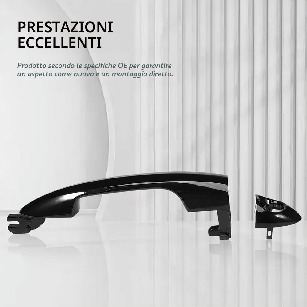 Zoegneer 1 coppia di maniglie per porta anteriore nere per auto, set di impugnature esterne per porta per Alfa Romeo Giulietta Mito Lancia Y OEM 2156145296 156145295 in plastica