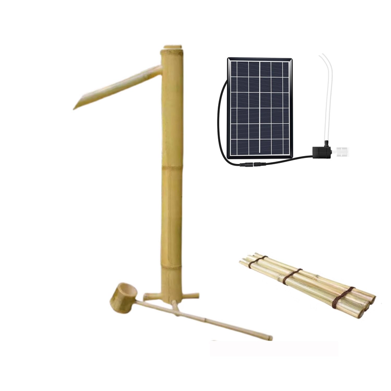 asdchZen Solar Water Fountain With Pump, Outdoor Freestanding Fountains, Send Water Scoop, Zen Garden Fountain In The Backyard, A,B