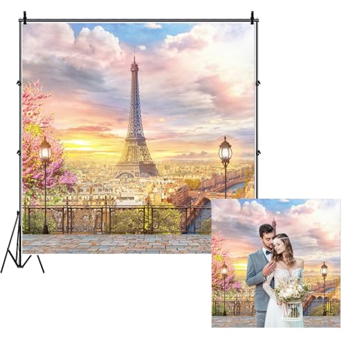AOFOTO 7x7ft Eiffel Tower Backdrop for Party Paris Theme Wedding