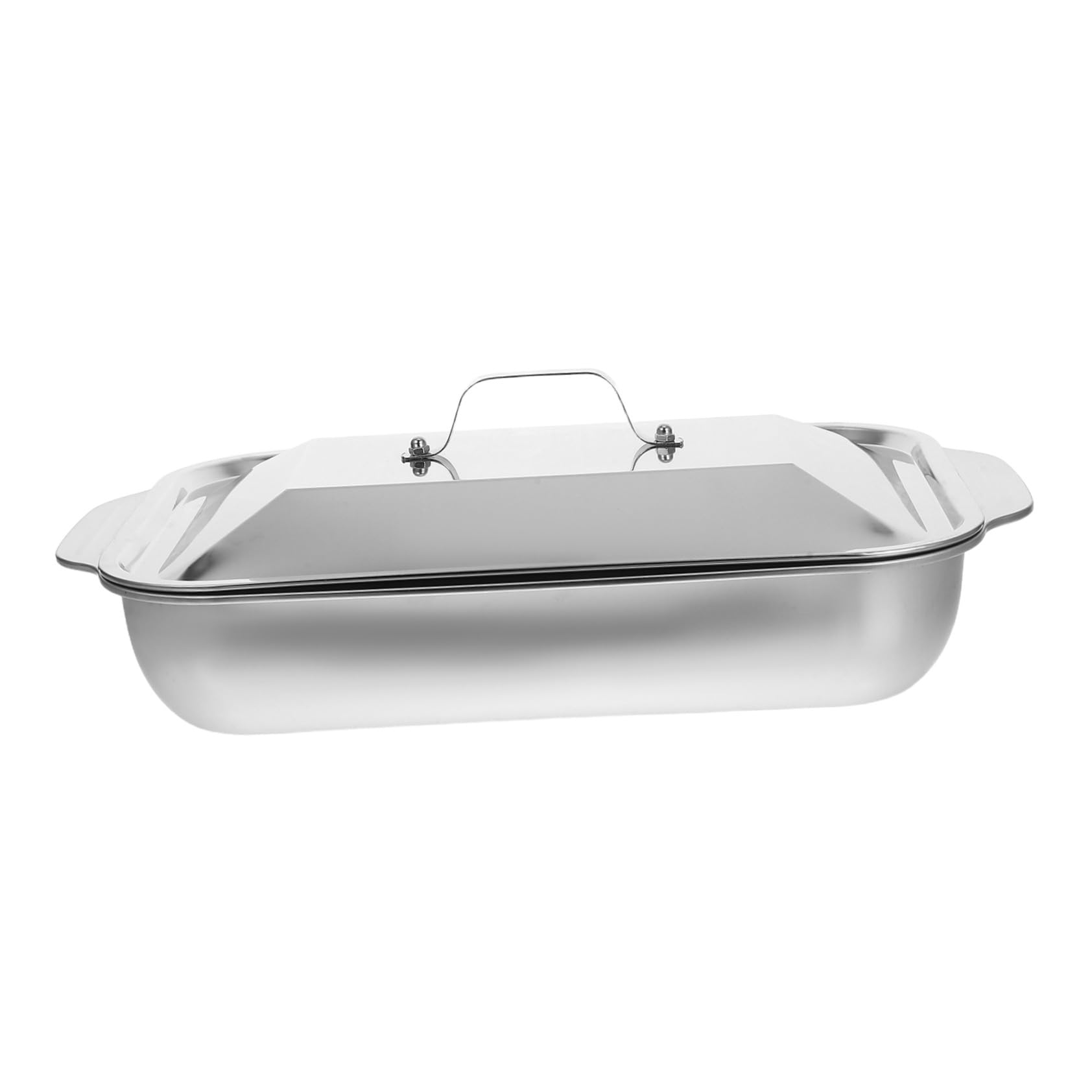 Plat à rôtir rectangulaire inox pour éviter les projections au four et aliments collés