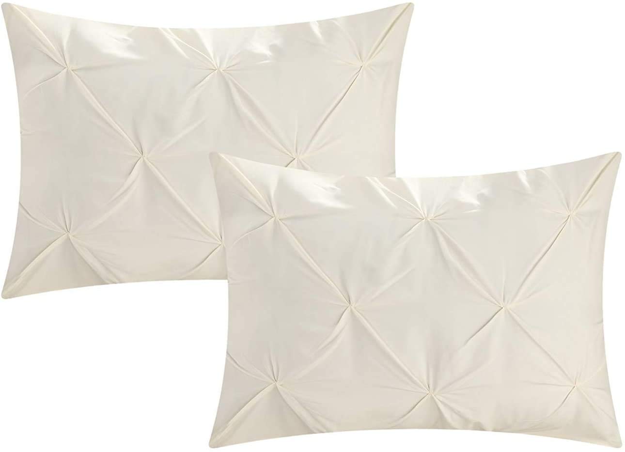 Shees N More 600 TC 100% Egyptian Cotton 2PC Pinch Pleated Pillow Shams King (20”X40”) Ivory Solid