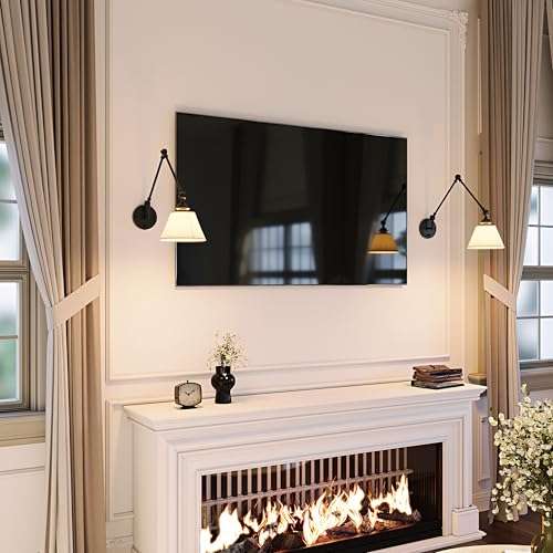 Image of Plug in Wall Sconce, Black Adjustable Swing Arm Wall Lamp, 1 Pack