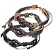 ORAZIO 3PCS Leather Bracelet for Men and Women Braided Cuff Bangle Size Adjustable 7-10 Inches