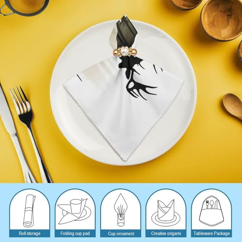 Servilletas reutilizables de tela con estampado de ciervo miniatura 7
