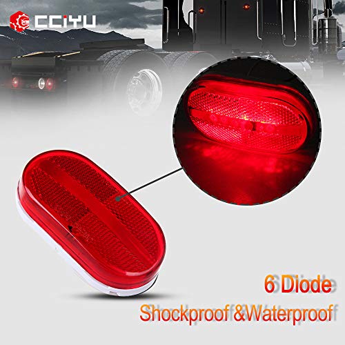 Cciyu Car Marker Light 2 Pack Red Oblong/Side Marker Light W/White Base Replacement Fit For Camper Boat 6Led/Pc #TOP3