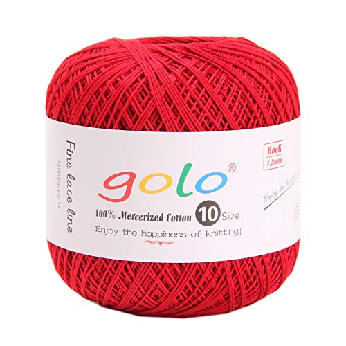 Image of golo Crochet Thread Size 10 Red Yarn Crochet Yarn for Tatting