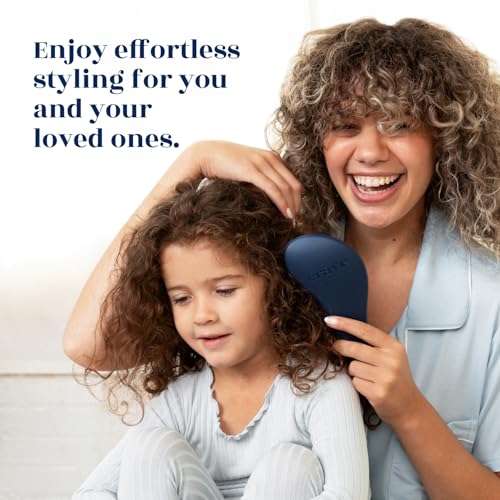 Crave Naturals Glide Thru Detangling Brush for Adults & Kids Hair. Detangler Hairbrush for Natural, Curly, Straight, Wet or Dry Hair. Hair Brushes for Women. Styling Brush (Blue)